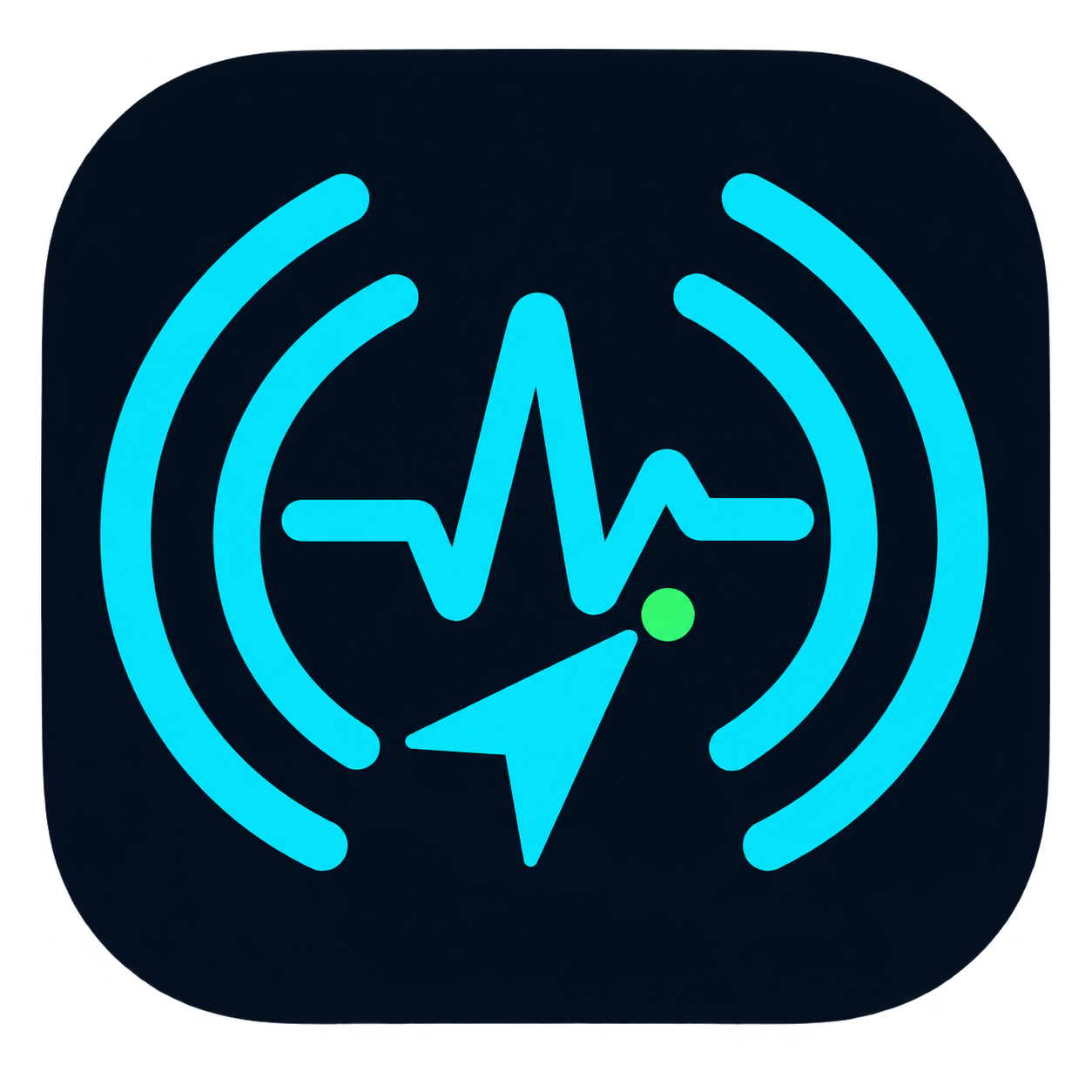 App-Symbol von FUNKPOWER QSO Pilot mit Funkwellen, Signal und Navigationspfeil